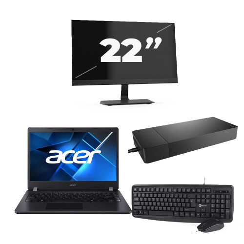 Acer TravelMate P214-53 - Intel Core i5-11e Generatie - 14 inch - 8GB RAM - 256GB SSD - Windows 11 Home + 1x 22 inch Monitor