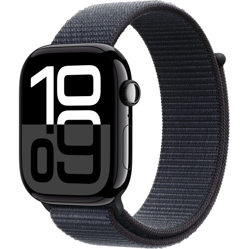 Apple Watch Series 10 - Smartwatch - 46mm GPS Aluminium Geweven sportbandje Zwart