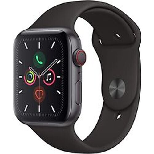Apple Watch Series 5 44 mm aluminium kast space grey op sportbandje zwart [wifi + cellular]