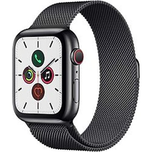 Apple Watch Series 5 44 mm roestvrij stalen kast grafiet op Milanees bandje grafiet [wifi + cellular]