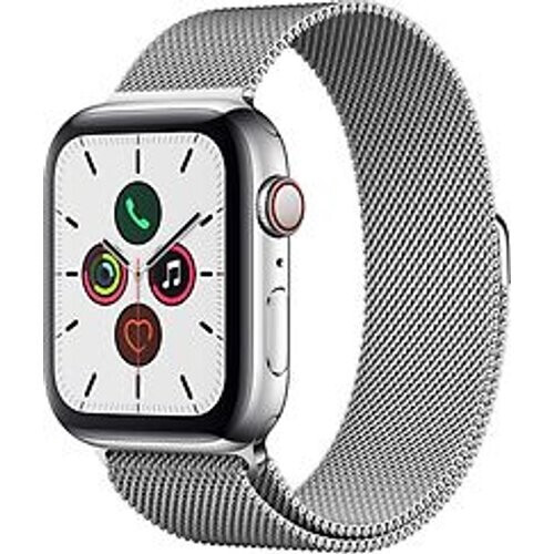 Apple Watch Series 5 44 mm roestvrij stalen kast zilver op Milanees bandje zilver [wifi + cellular]