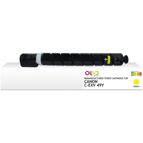 OWA Toner CANON C-EXV 49 Y - Refurbished Canon toner met chip - Geel - 19.000 pagina's - CEXV49, EXV49, CEXV49Y