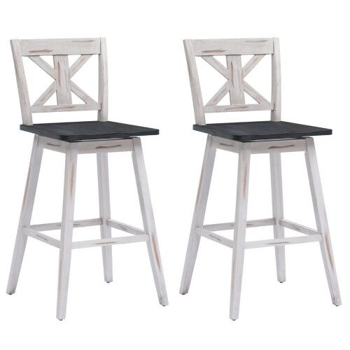 Coast Bar Stool 2 Set Vintage Bar -stoelen met 360 ° roterende stoel en niet -slip coating 73,5 cm w