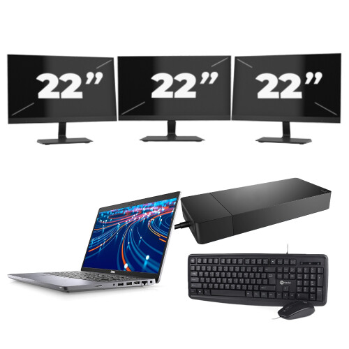 Dell Latitude 5420 - Intel Core i3-11e Generatie - 14 inch - 8GB RAM - 256GB SSD - Windows 11 Home + 3x 22 inch Monitor