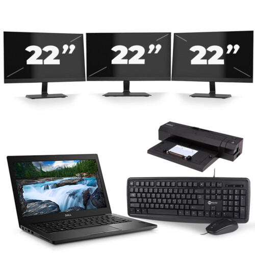 Dell Latitude 7390 - Intel Core i5-8e Generatie - 13 inch - 8GB RAM - 256GB SSD - Windows 11 + 3x 22 inch Monitor