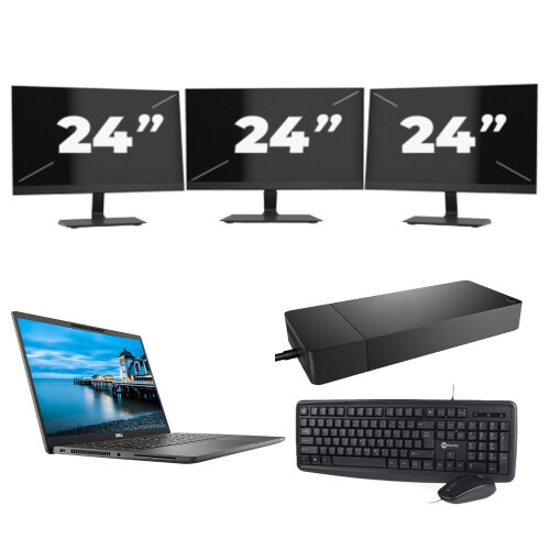 Dell Latitude 7420 - Intel Core i5-11e Generatie - 14 inch - 16GB RAM - 256GB SSD - Windows 11 Home + 3x 24 inch Monitor