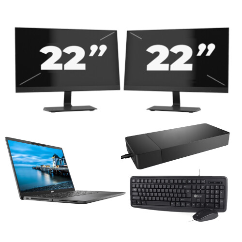 Dell Latitude 7420 - Intel Core i5-11e Generatie - 14 inch - 16GB RAM - 256GB SSD - Windows 11 Home + 2x 22 inch Monitor