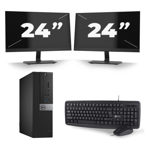 Dell Optiplex 3040 SFF - Intel Core i7-6e Generatie - 16GB RAM - 256GB SSD - Windows 11 + 2x 24 inch Monitor