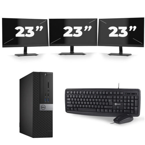 Dell Optiplex 3040 SFF - Intel Core i7-6e Generatie - 16GB RAM - 256GB SSD - Windows 11 + 3x 23 inch Monitor