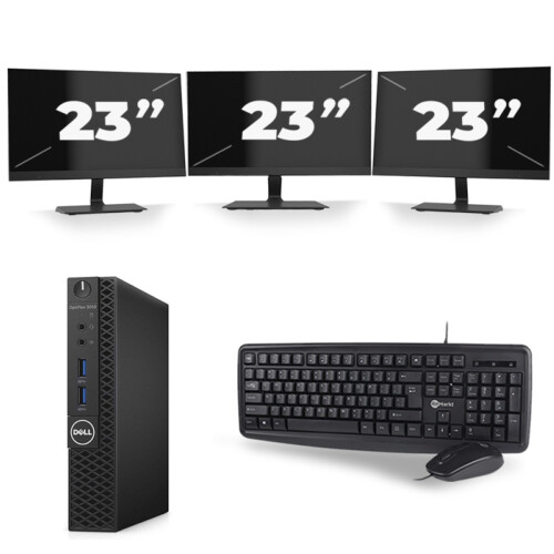 Dell OptiPlex 3070 Micro USFF - Intel Core i5-9e Generatie - 8GB RAM - 256GB SSD - Windows 11 + 3x 23 inch Monitor
