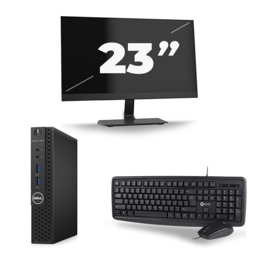 Dell OptiPlex 3070 Micro USFF - Intel Core i5-9e Generatie - 8GB RAM - 256GB SSD - Windows 11 + 1x 23 inch Monitor