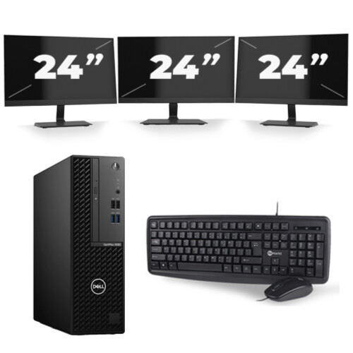 Dell OptiPlex 3080 Micro USFF - Intel Core i5-10e Generatie - 8GB RAM - 256GB SSD - Windows 11 + 3x 24 inch Monitor