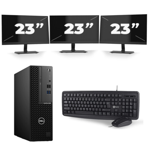 Dell OptiPlex 3080 Micro USFF - Intel Core i5-10e Generatie - 8GB RAM - 256GB SSD - Windows 11 + 3x 23 inch Monitor