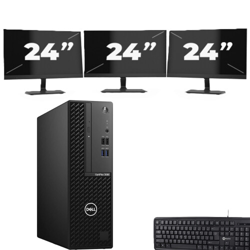 Dell OptiPlex 3080 SFF - Intel Core i7-10e Generatie - 8GB RAM - 256GB SSD - Windows 11 + 3x 24 inch Monitor