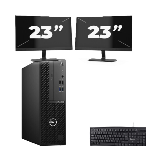 Dell OptiPlex 3080 SFF - Intel Core i7-10e Generatie - 8GB RAM - 256GB SSD - Windows 11 + 2x 23 inch Monitor