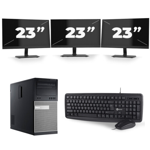 Dell Optiplex 7010 Micro Tower - Intel Core i7-3e Generatie - 16GB RAM - 256GB SSD - Windows 10 + 3x 23 inch Monitor