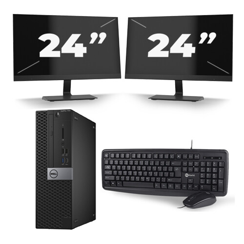 Dell Optiplex 7040 USFF - Intel Core i7-6e Generatie - 16GB RAM - 256GB SSD - Windows 11 + 2x 24 inch Monitor