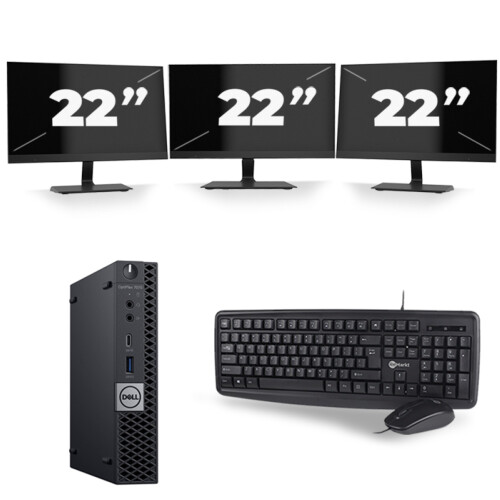 Dell Optiplex 7070 Micro USFF - Intel Core i5-9e Generatie - 8GB RAM - 256GB SSD - Windows 11 + 3x 22 inch Monitor