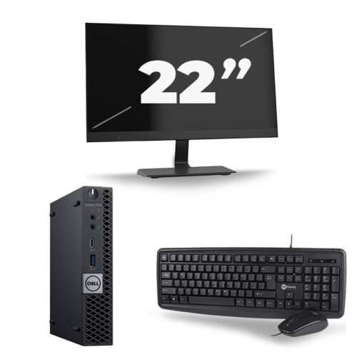 Dell Optiplex 7070 Micro USFF - Intel Core i5-9e Generatie - 8GB RAM - 256GB SSD - Windows 11 + 1x 22 inch Monitor