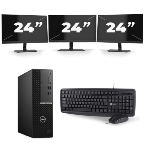 Dell OptiPlex 7080 USFF - Intel Core i7-10e Generatie - 8GB RAM - 256GB SSD - Windows 11 + 3x 24 inch Monitor
