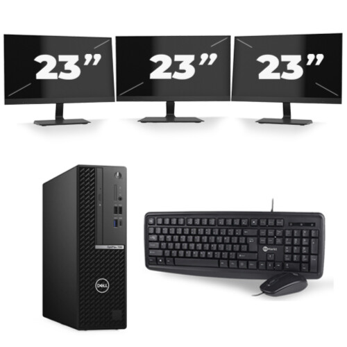 Dell OptiPlex 7080 USFF - Intel Core i7-10e Generatie - 8GB RAM - 256GB SSD - Windows 11 + 3x 23 inch Monitor