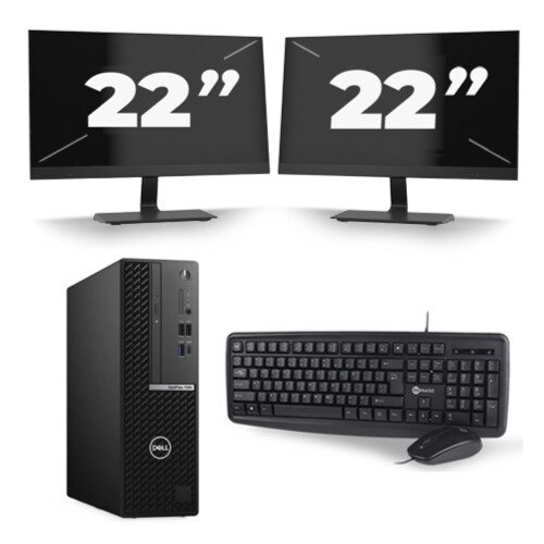 Dell OptiPlex 7080 USFF - Intel Core i7-10e Generatie - 8GB RAM - 256GB SSD - Windows 11 + 2x 22 inch Monitor
