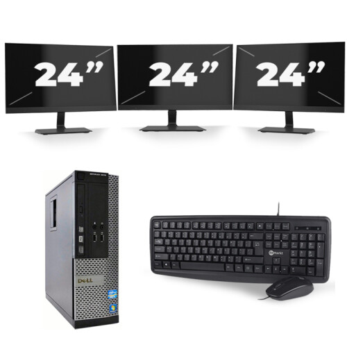 Dell Optiplex 9020 SFF - Intel Core i7-4e Generatie - 16GB RAM - 256GB SSD - Windows 10 + 3x 24 inch Monitor