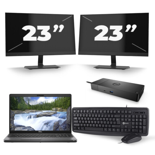 Dell Precision 3541 - Intel Core i7-9e Generatie - 15 inch - 8GB RAM - 256GB SSD - Windows 11 + 2x 23 inch Monitor