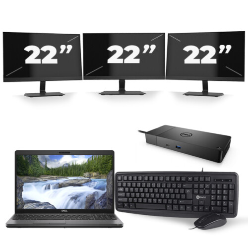 Dell Precision 3541 - Intel Core i7-9e Generatie - 15 inch - 8GB RAM - 256GB SSD - Windows 11 + 3x 22 inch Monitor