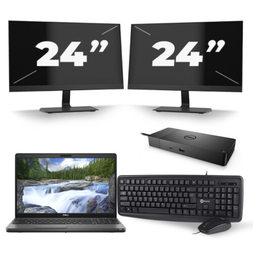 Dell Precision 3541 - Intel Core i7-9e Generatie - 15 inch - 8GB RAM - 256GB SSD - Windows 11 + 2x 24 inch Monitor
