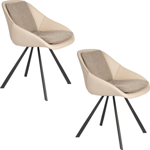 Dutchbone Wakefield - Eetkamerstoelen - Comfortabele kuip met afneembare kussens - Beige (set van 2)