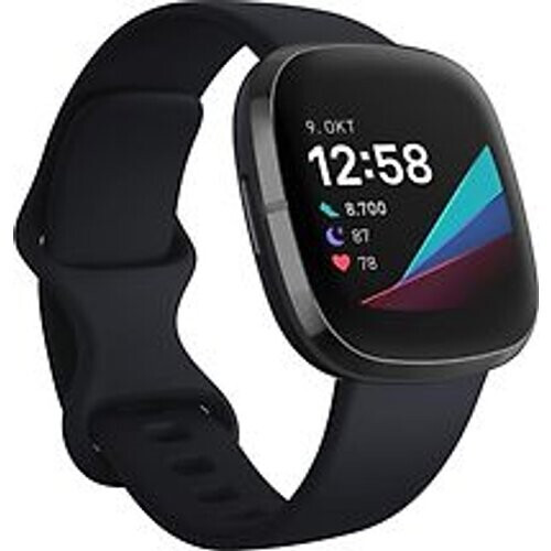 Fitbit Sense 40 mm grafiet met een siliconen polsband carbon [wifi]