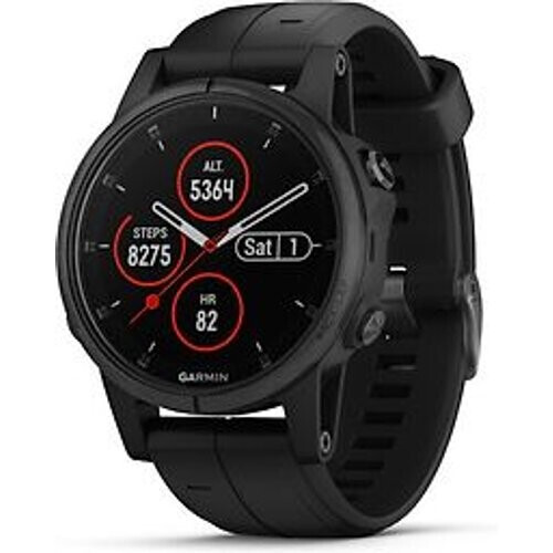 Garmin Fenix 5S Plus 42 mm zwart met siliconen armband zwart [wifi, Saphir editie]