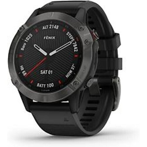 Garmin Fenix 6 Sapphire 47 mm zwart met een zwarte siliconen polsband