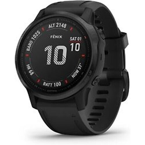 Garmin Fenix 6S Pro 42 mm zwart met een zwarte siliconen polsband