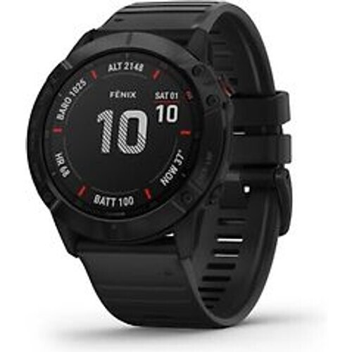 Garmin Fenix 6X Pro 51 mm zwart met een zwarte siliconen polsband