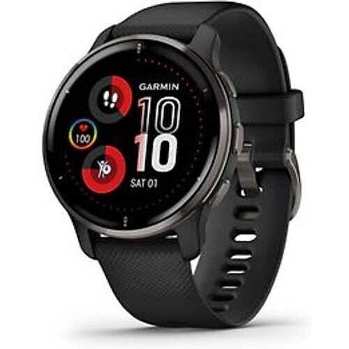 Garmin Venu 2 Plus 43 mm slate rand van roestvrij staal met zwarte behuizing en siliconen polsband [wifi]