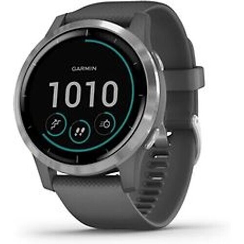 Garmin Vivoactive 4 45 mm grijs met een grijze siliconen polsband
