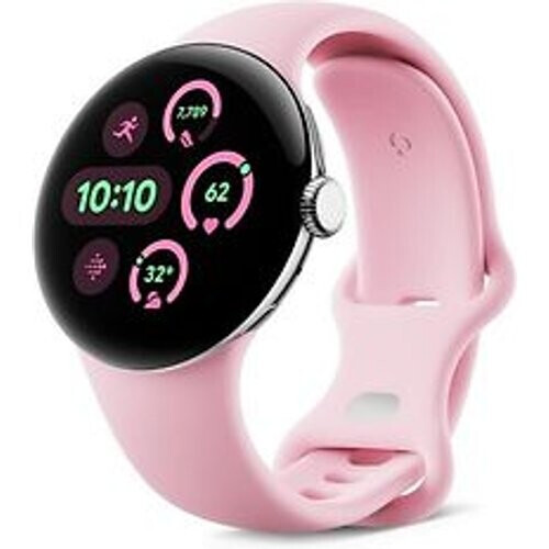 Google Pixel Watch 3 41 mm gepolijst zilver op sportbandje rozenkwarts [wifi + 4G]