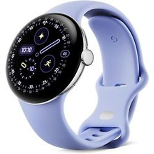 Google Pixel Watch 4 41 mm Aluminium kast in zilverkleur met Sportbandje in iris [wifi + 4G]