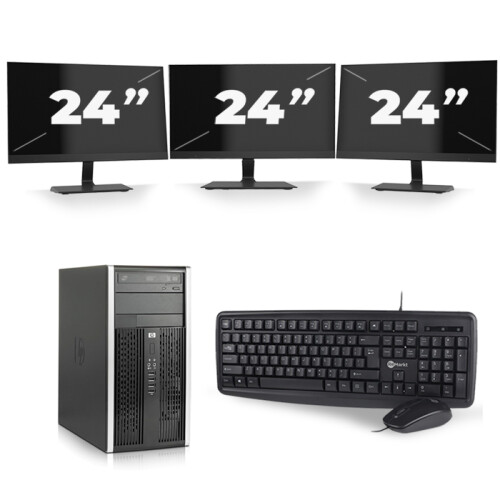 HP Compaq Pro 6300 Micro Tower - Intel Core i7-3e Generatie - 16GB RAM - 256GB SSD - Windows 10 + 3x 24 inch Monitor