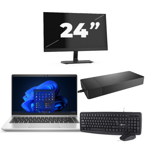 HP EliteBook 645 G9 - AMD Ryzen 5 5625U - 14 inch - 8GB RAM - 256GB SSD - Windows 11 Home + 1x 24 inch Monitor