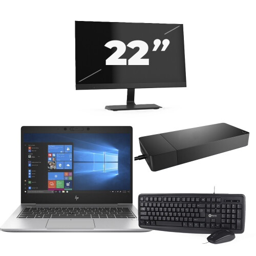 HP EliteBook 735 G6 - AMD Ryzen 7 PRO 3700U - 13 inch - 8GB RAM - 256GB SSD - Windows 10 Home + 1x 22 inch Monitor