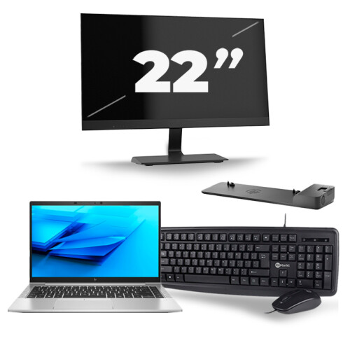 HP EliteBook 840 G7 - Intel Core i7-10e Generatie - 14 inch - 8GB RAM - 256GB SSD - Windows 11 + 1x 22 inch Monitor