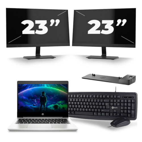 HP ProBook 430 G6 - Intel Core i5-8e Generatie - 13 inch - 8GB RAM - 256GB SSD - Windows 11 + 2x 23 inch Monitor