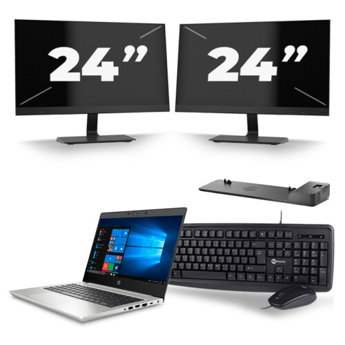 HP ProBook 430 G7 - Intel Core i5-10e Generatie - 13 inch - 8GB RAM - 256GB SSD - Windows 11 + 2x 24 inch Monitor