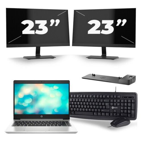 HP ProBook 440 G7 - Intel Core i5-10e Generatie - 14 inch - 8GB RAM - 256GB SSD - Windows 11 + 2x 23 inch Monitor