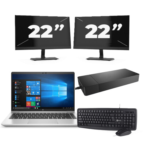 HP ProBook 440 G8 - Intel Core i3-11e Generatie - 14 inch - 8GB RAM - 256GB SSD - Windows 11 Home + 2x 22 inch Monitor