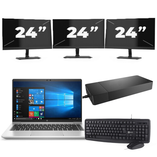 HP ProBook 440 G8 - Intel Core i5-11e Generatie - 14 inch - 8GB RAM - 256GB SSD - Windows 11 Home + 3x 24 inch Monitor