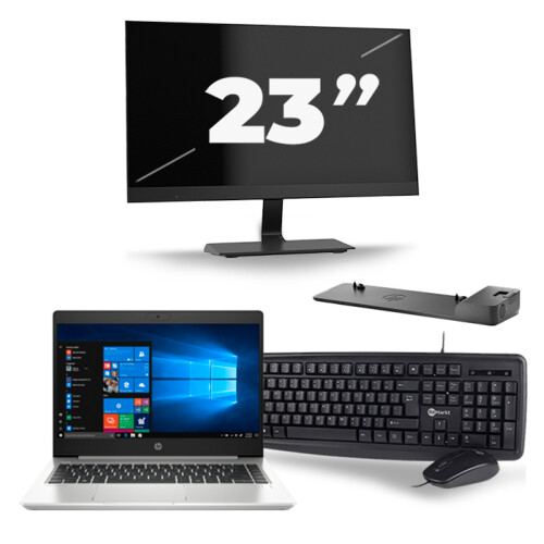 HP ProBook 445 G7 - AMD Ryzen 5 4500U - 14 inch - 8GB RAM - 256GB SSD - Windows 10 + 1x 23 inch Monitor
